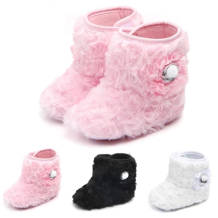 petits Molles né Chaussures Chaud Fleurs Nouveau Mignonnes Filles Rose Bébé Tout noir De Semelles blanc Les HTvwztqX
