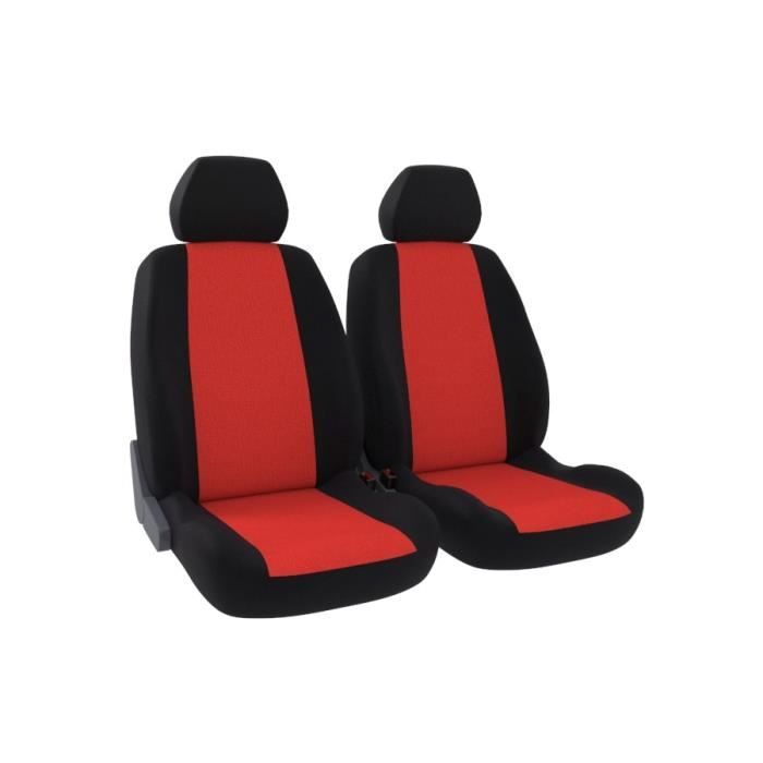 DBS Boston Jeu de 2 Housses Universelles Sièges Avant en Polyester Noir et Rouge