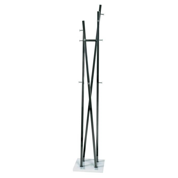Porte-manteau Gregor - Acier nickelé - 35x35x193 cm - Noir - Pied blanc