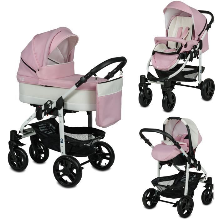 Poussette Combinée Trio 3 en 1 HT2 Rose Pâle Rose - Achat ...