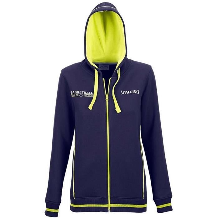 SPALDING Team Veste à capuche Femme - Marine/Jaune fluo