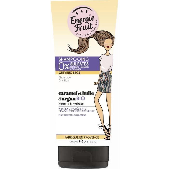 ENERGIE FRUIT Shampoing pour cheveux secs CARAMEL et Huile d'Argan - 250 ml