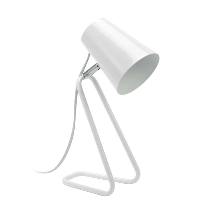 MATHIAS Lampe BUSY - Pied en fer laqué blanc - H 32,5 x P 18 cm