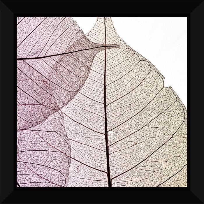Tableau encadré 60x60 - Feuilles rose