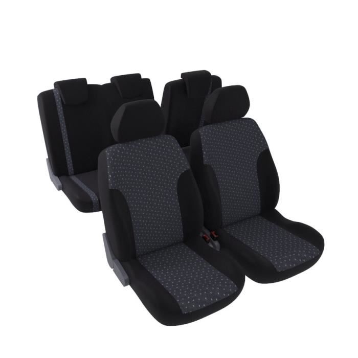 DBS Bogota Jeu Complet de Housses Universelles en Polyester Noir avec Jacquard moucheté