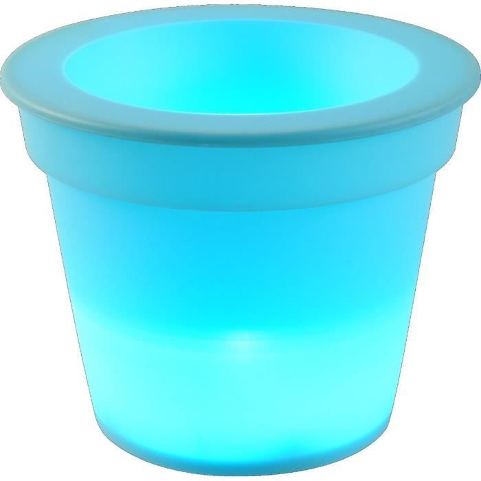 HOMEA Pot Lumineux En Plastique A Piles + 1Led O16*H13Cm Bleu Turquoise