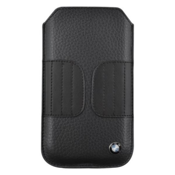 BMW Etui universel en cuir grainé noir taille M - Noir