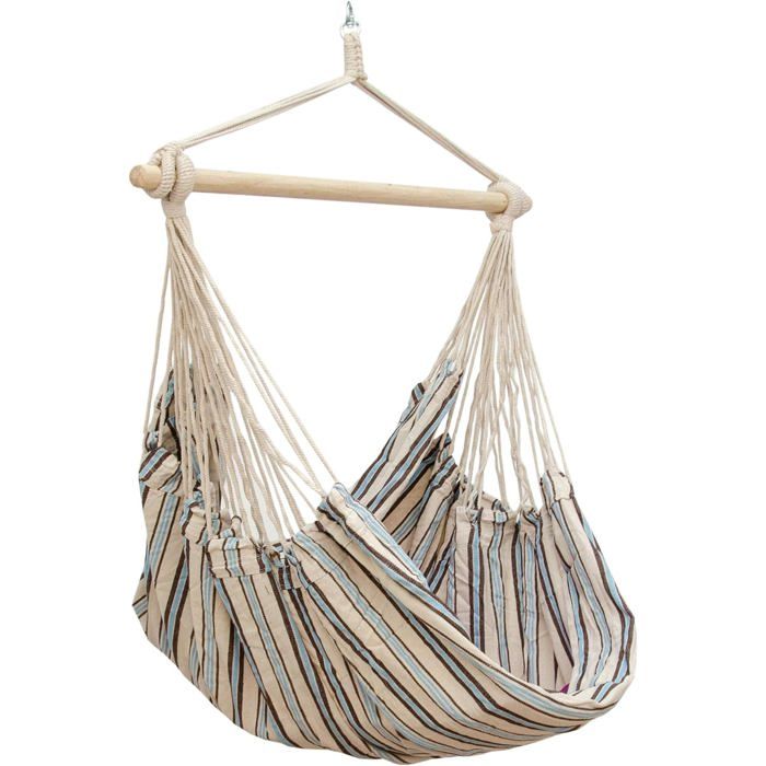 Hamac suspendu pour s'asseoir XXL 185x130cm 100% coton ...