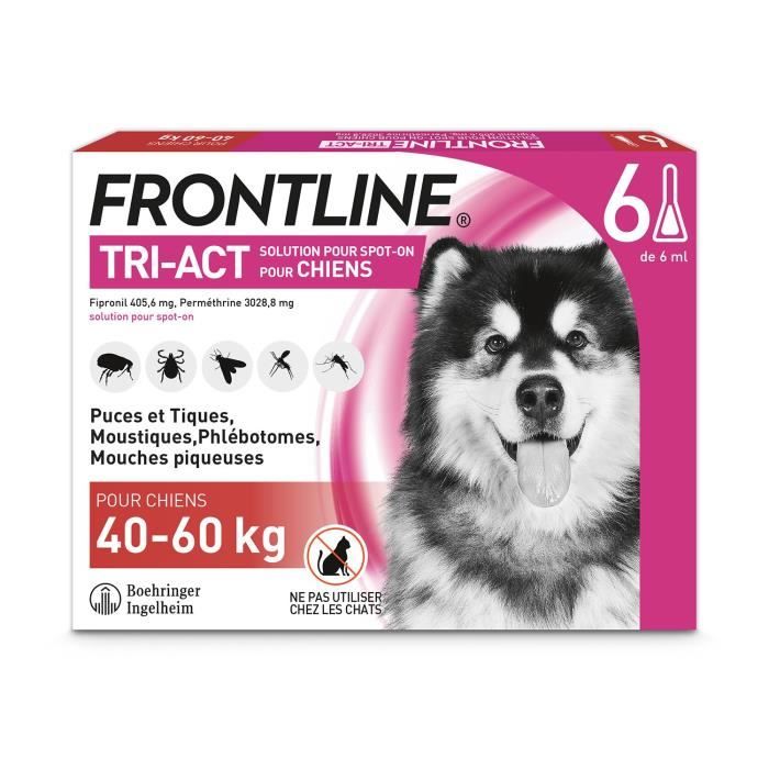 Frontline Tri Act spot on chiens 40 60 kg 6 pipettes