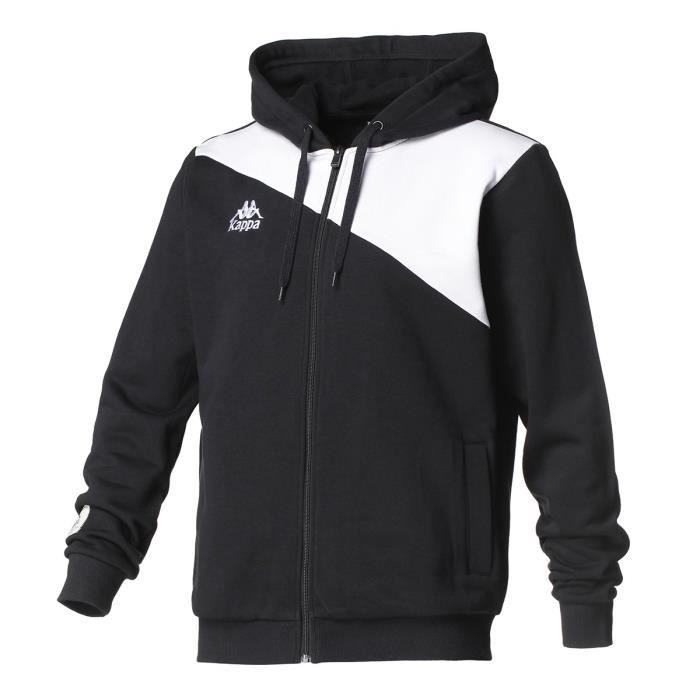 KAPPA Sweat Pentone Zippé - Homme - Noir et Blanc