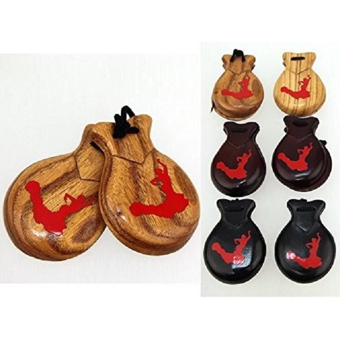 Castagnettes en Bois naturel motif Danseuse de flamenco ...