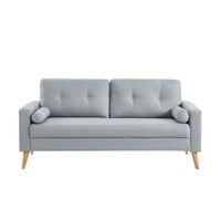 CANAPÉ - SOFA - DIVAN IBRA Canapé droit fixe 3 places - Tissu gris clair CANAPÉ - SOFA - DIVAN IBRA Canapé droit fixe 3 places - Tissu gris clair