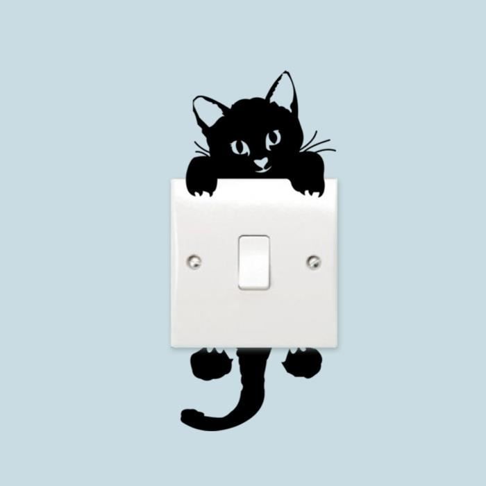 DIY chat noir mignon drôle Mettez Decal Wallpaper Stickers muraux Décoration Chambre Chambre d\u0027enfants Lumière Parlor Décor autocoll