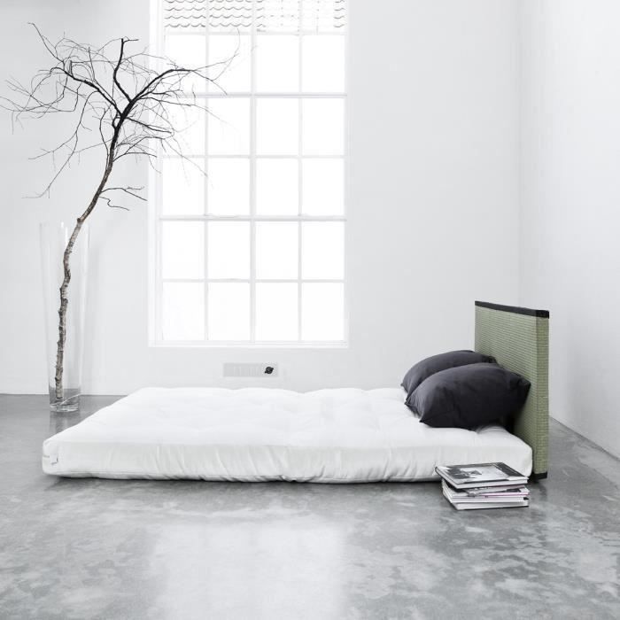Lit sano tatami futon cru gris 2 places achat vente for Minimalismo design