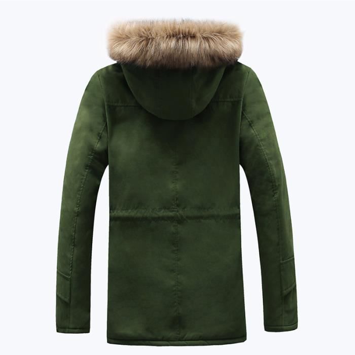 Capuche Écusson Homme En Kaki Parka noir Fausse À Fourrure vert Imprimé gExq0Fwq