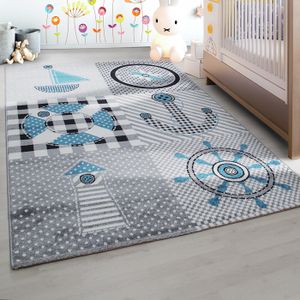 TAPIS Tapis Enfant Marin Kids 0510 Gris Bleu (120x170 cm