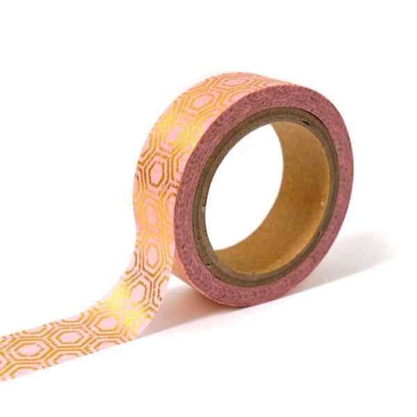 TOGA Masking tape - rose hexagones or - 10m