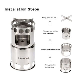 R/échaud De Camping Po/êles /À Bois Potable Pliant Po/êle De Randonn/ée en Acier Inoxydable 7 Pi/èces Outil pour Camping en Plein Air Cuisine Pique-Nique Sunniy R/échaud De Camping