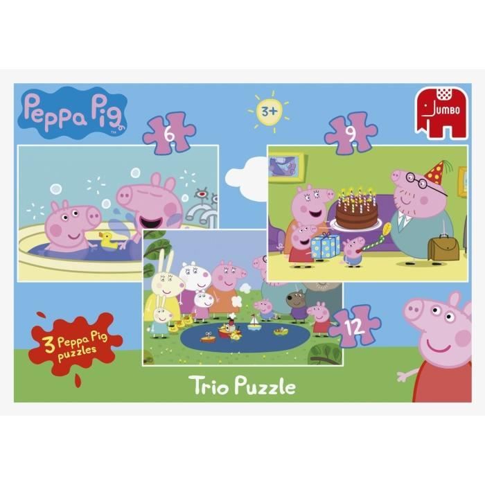 DISET Peppa Pig - 3 Puzzles : 6, 9 et 12 pièces