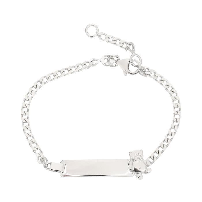 YSORA - Gourmette Ourson en Argent Rhodié - Enfant