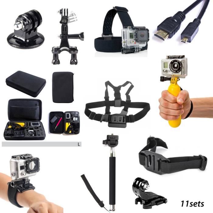 Kit 11 GoPro accessoires Harnais Monopode Bandeau Flottant Sac GoPro HD