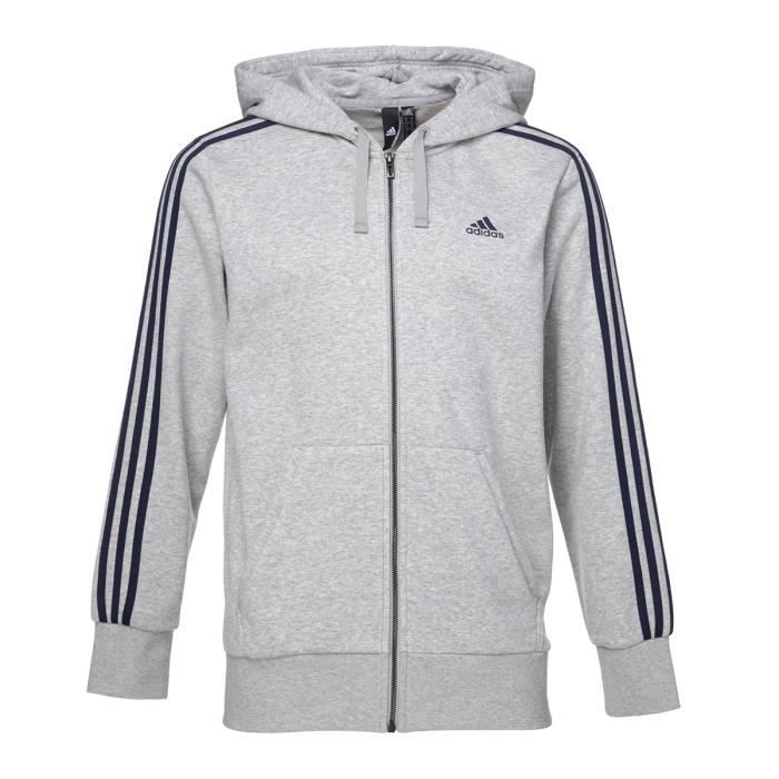 ADIDAS Sweatshirt Ess 3S Fz Ft - Homme - Gris