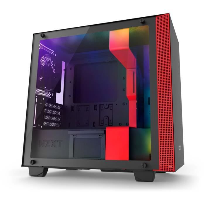 NZXT Boîtier PC Smart H400i - Micro-ATX - Smart Device - Panneau en verre trempé - Noir et rouge