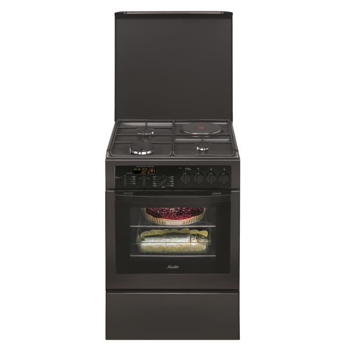 SAUTER SCM1065A - Cuisinière table mixte gaz / électrique-4 foyers-Four électrique-Pyrolyse-50,4L-A-L60xH86cm-Noir anthracite