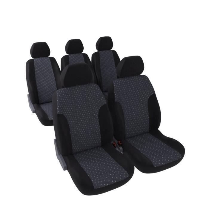 DBS Bogota Jeu Complet de Housses Universelles pour Monospace 5 Sièges en Polyester Noir avec Jacquard moucheté