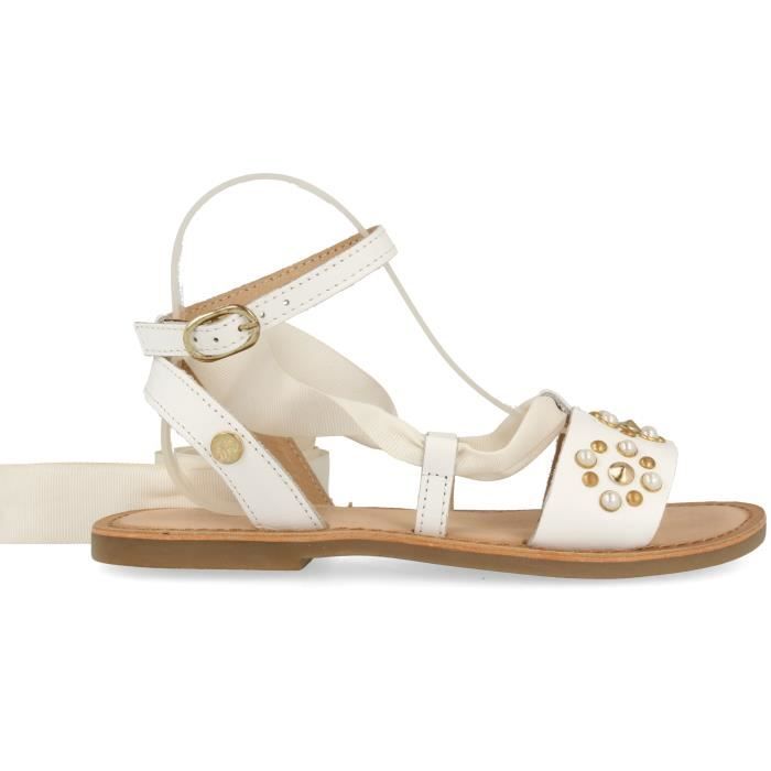 GIOSEPPO Sandales Cuir et Perles Blanc Enfant fille