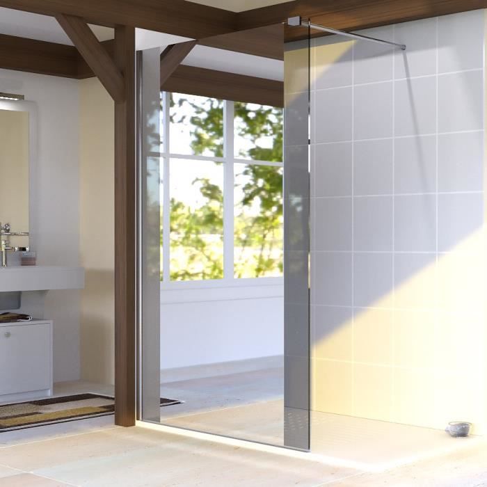 CREAZUR Paroi de douche italienne fixe Baya - 100 x 190 cm - Verre trempé 6 mm