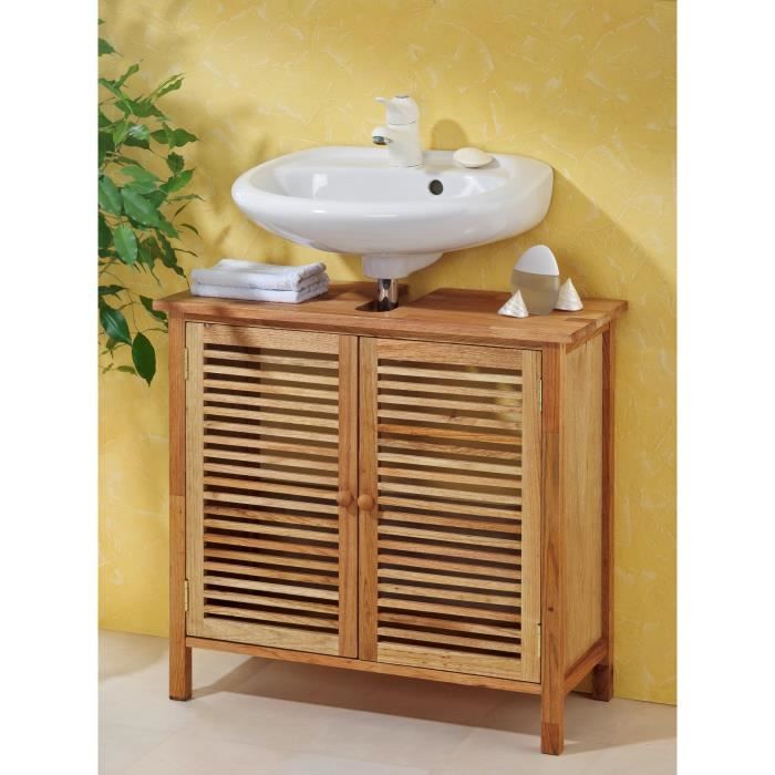 Meuble Sous Vasque Kaluna 80 Cm - Style Rustique Couleur Bois De Noyer - À Poser, 2 Portes