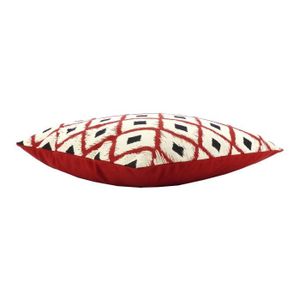 COUSSIN Coussin déco 100% coton imprimé BOHO 45x45cm - Rou
