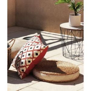 COUSSIN Coussin déco 100% coton imprimé BOHO 45x45cm - Rou