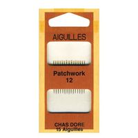 AIGUILLE 15 aiguilles chas doré pour patchwork taille 12. AIGUILLE 15 aiguilles chas doré pour patchwork taille 12.