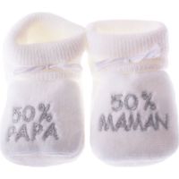 CHAUSSON - PANTOUFLE Chausson bébé 50% papa 50% maman Blanc CHAUSSON - PANTOUFLE Chausson bébé 50% papa 50% maman Blanc