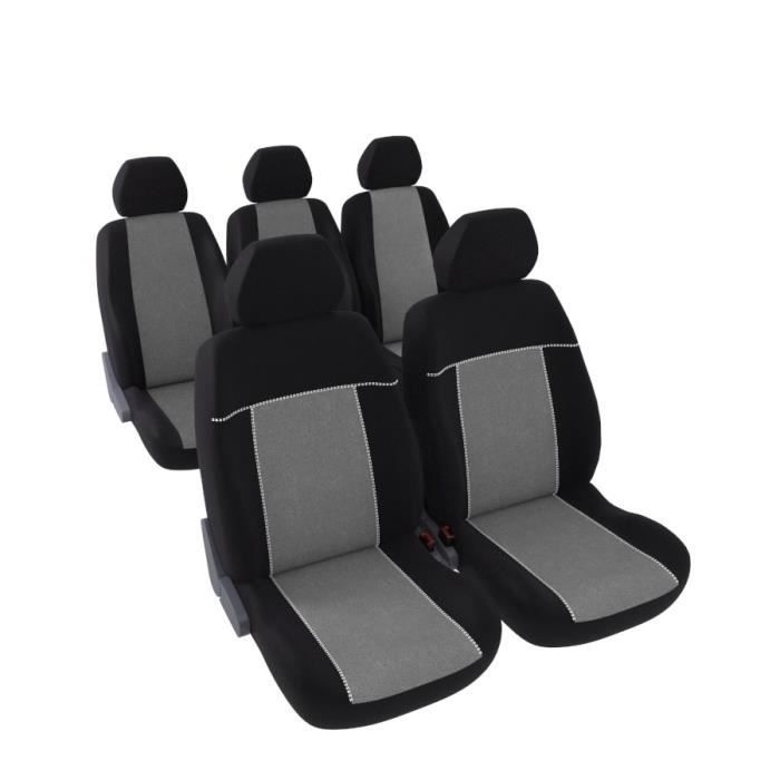 DBS Toronto Jeu Complet de Housses Universelles pour Monospace 5 Sièges en Polyester Noir et Gris