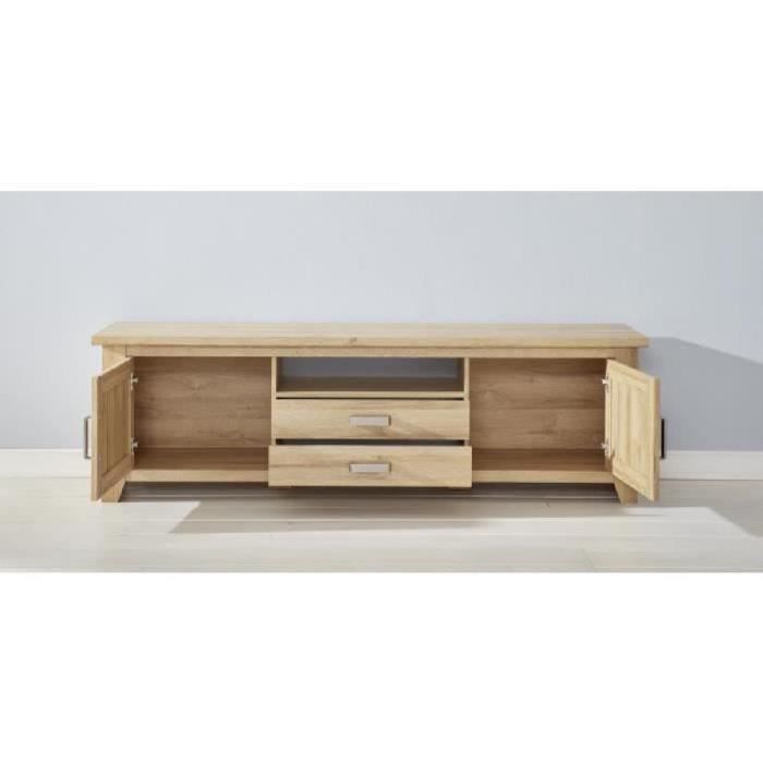 CANYON Meuble TV classique mélaminé décor chêne doré - L 189 cm