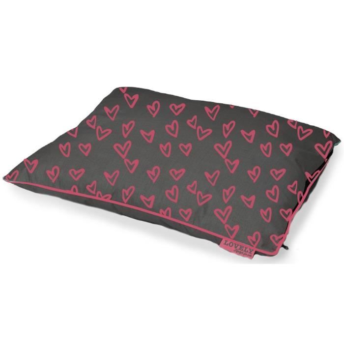 D&D Coussin Lovely Pet-Bed - 120 x 80 x 18cm - Gris / Rose