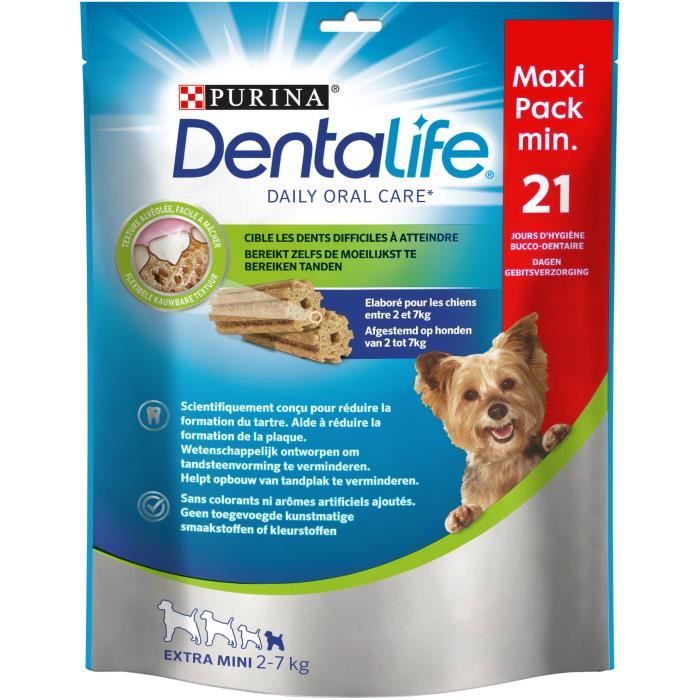 PURINA DENTALIFE Extra Mini Bâtonnets à mâcher - Hygiène bucco-dentaire - Pour chien de très petite taille - 207 g