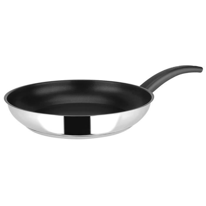 SITRAM Poêle Arpège en inox brillant - Ø 28 x H 5 cm - Noir - Tous feux dont induction