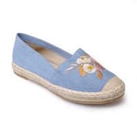 ESPADRILLE Espadrille bleu clair en jean avec broderie floral ESPADRILLE Espadrille bleu clair en jean avec broderie floral