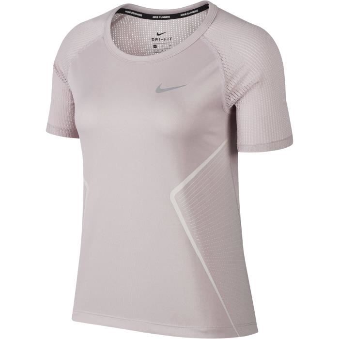 NIKE T-Shirt manches Courtes Dry Miler - Femme - Rose
