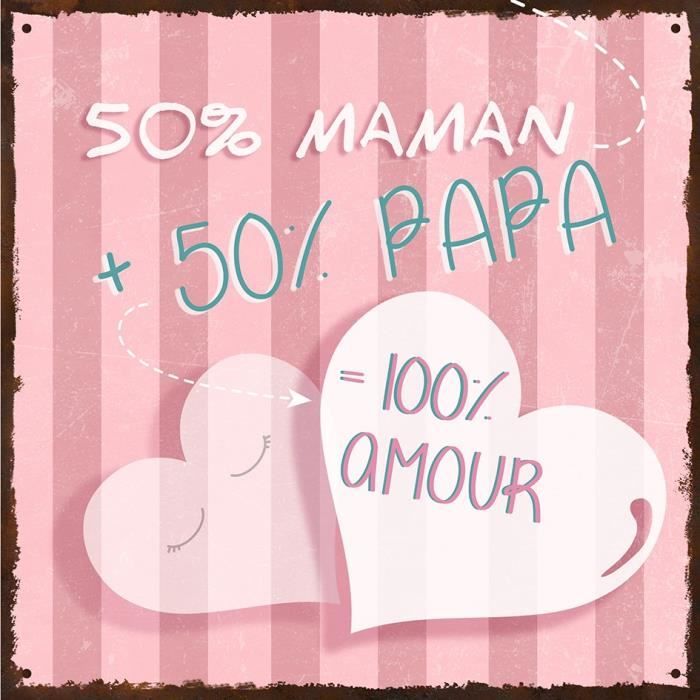 PAPA & MAMAN Image contrecollée 20X20 cm 100 pour cent amour
