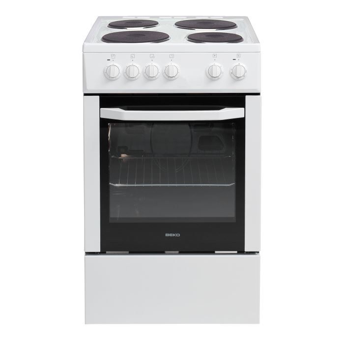 BEKO CSS56000GW-Cuisinière table électrique-4 zones-1000 / 1500W-Four convection naturelle-Email-60L- A -L50 x H60cm-Blanc