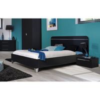 CHAMBRE COMPLÈTE FIRST chambre complète 140cm laquée noire CHAMBRE COMPLÈTE FIRST chambre complète 140cm laquée noire