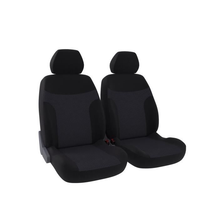 DBS Romane Jeu de 2 Housses Universelles Sièges Avant en Polyester Noir avec Jacquard Tissé Noir et Blanc