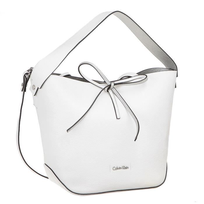 CALVIN KLEIN Sac K60K601936 - STEF SMALL HOBO Blanc Femme