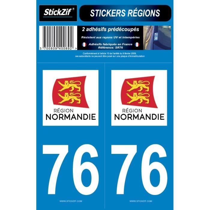 STICKZIF 2 Autocollants Région Département 76 SR76