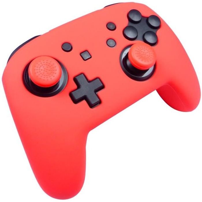 Protection en silicone rouge néon + caps Subsonic pour manette Nintendo Switch Pro Controller